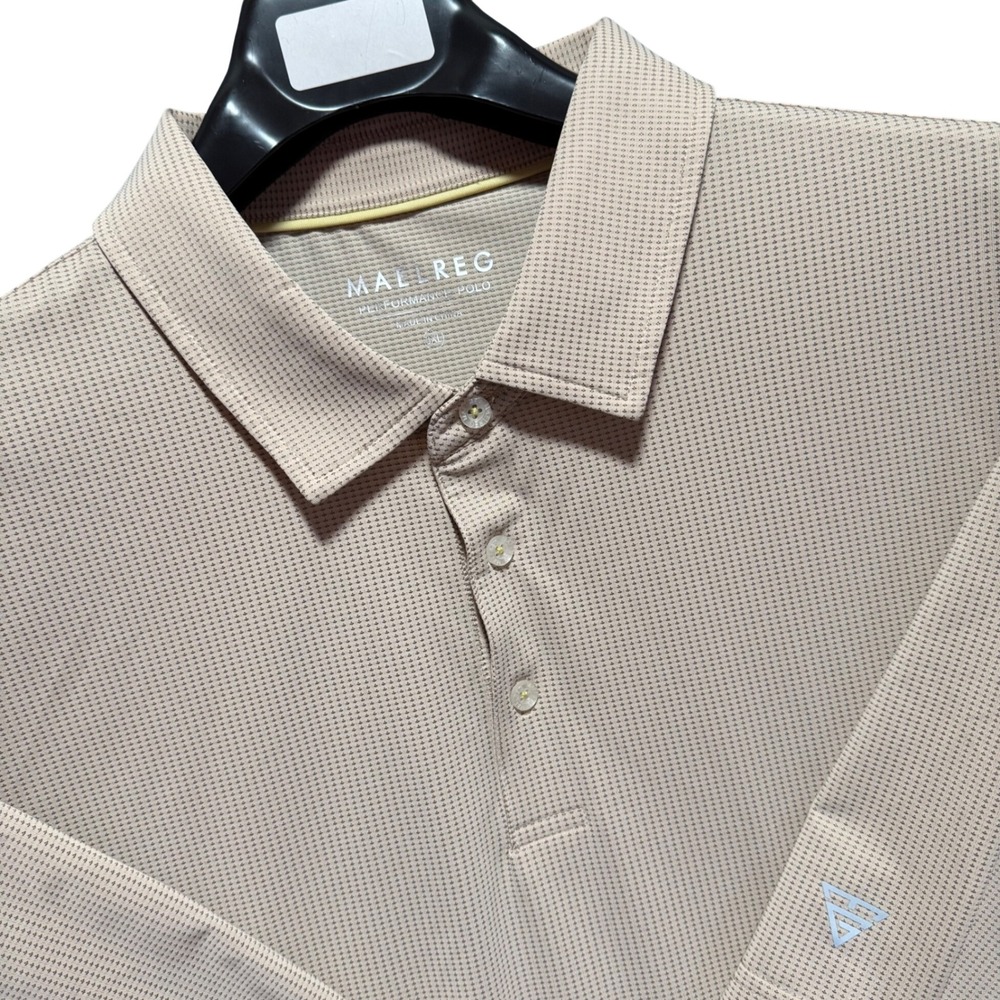 MAELREG Shirt 3XL Polo Performance Tan Beige Print Short Sleeve‎ Stretch Geo